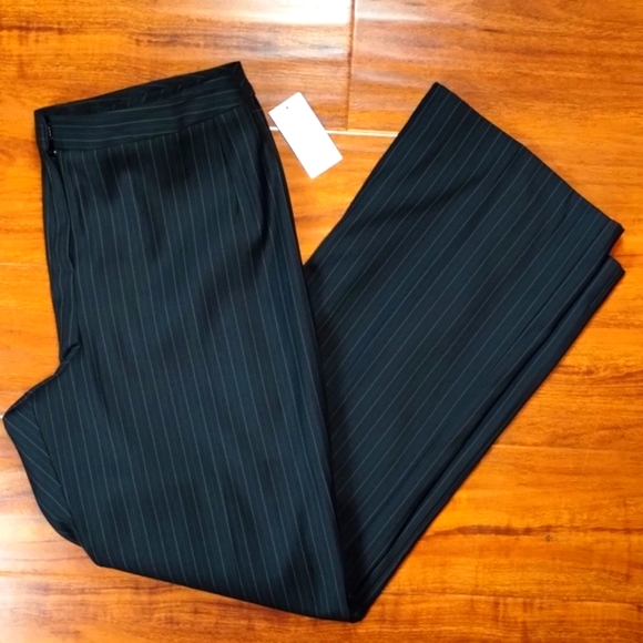 Signature Larry Levine Charcoal High Rise Pin Strip Trousers - Picture 4 of 13